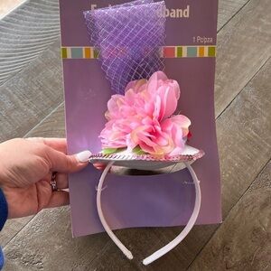 Amscan Hat Headband Pink Floral with Mesh One Size New In Package‎